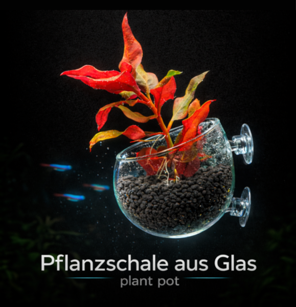Pflanzschale aus Glas (mit zwei Saugnäpfen)